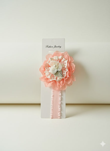 Partywear fascinator flower on lace doilies baby headband