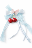 Ribbon and lace bow with cherries and Butterfly
