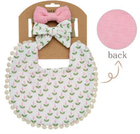 Reversible drool bib with 2 matching headbands