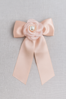 Satin bow with 3d flower buckle