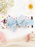 Soft cotton everyday baby headband tiny flowers tulle bow