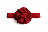 Fascinator large satin flower with rose baby headband