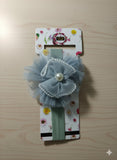 Soft cotton everyday baby headband pearl bow on tulle