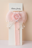Partywear fascinator rose on bow baby headband