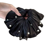 Pleated hanky scrunchie with pearls