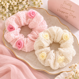 Soft pastel rosette Hair Scrunchies (Set of 2)