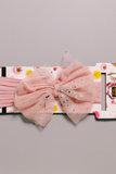 Soft cotton everyday baby headband circle glittery tulle bow