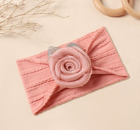 Soft cotton baby headband with rose - pink