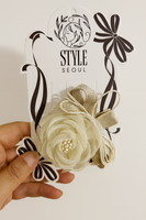 Small rose with ribbon bow fascinator hairclip