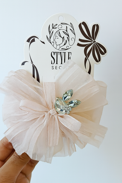 Pattern bow with rhinestone bunny fascinator hairclip