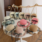 Beach hat with lace and matching bag