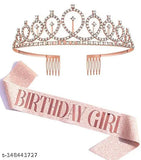 Free size Rhynestone tiara crown with birthday sash