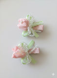 Pair of Small tulip with crystal fascinator hairclip