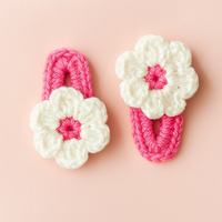 Pair of pink flower crochet tictac hairclips