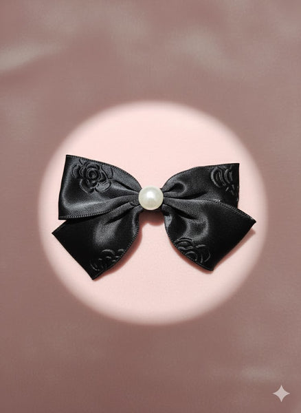 Embossed satin Bow Hair Clip