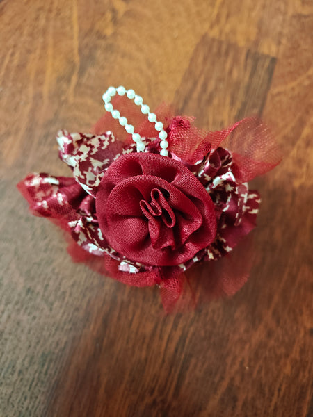 Multi fabric rose scrunchie