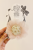 Crinkled pearly flower fascinator hairclip
