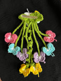 Large crochet butterfly hairclip with hanging 3d butterflies