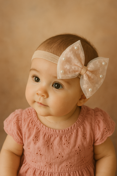 Soft cotton everyday baby headband lace bow