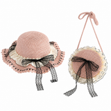 Beach hat with lace and matching bag