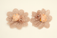 Pair of lace hairclips with roses and lace