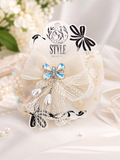 Rhynestone butterfly on lace bow fascinator hairclip