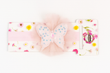 Soft cotton everyday baby headband sequins butterfly on tulle