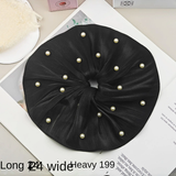 Pleated hanky scrunchie with pearls