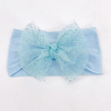 Soft cotton everyday baby headband glittery tulle bow