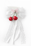 Ribbon and lace bow with cherries and Butterfly