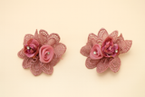 Pair of lace hairclips with roses and lace
