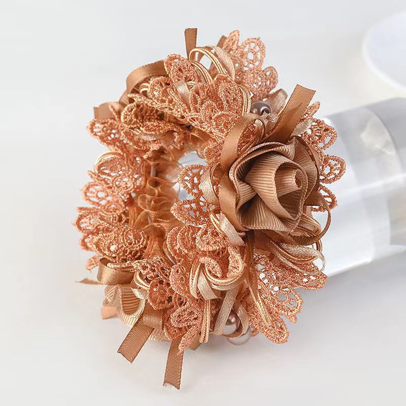 Lace rosette scrunchie