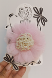 Crinkled pearly flower fascinator hairclip