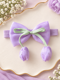 Soft cotton everyday baby headband tulip on bow
