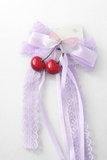 Ribbon and lace bow with cherries and Butterfly