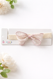 Soft cotton everyday baby headband rose print organza bow
