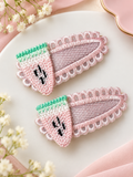 Pair of lace  tictac hairclips with crochet fruit
