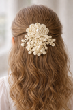 Large crochet flower with hanging vines - cream