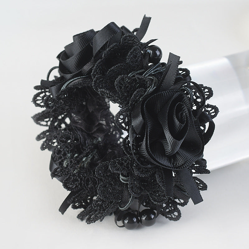 Lace rosette scrunchie