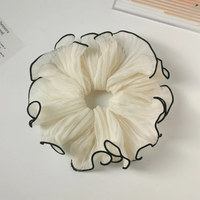 Pleated satin silk extra broad scrunchie