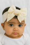 Soft cotton everyday baby headband scuba bow