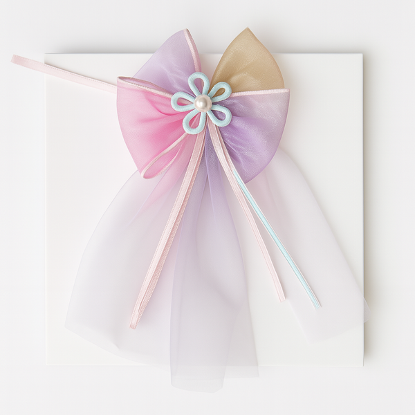 Ombre bow with short veil