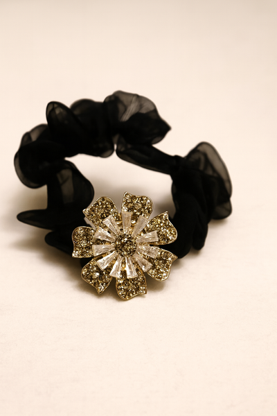 Organza scrunchie with rhynestone flower