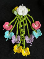Large crochet butterfly hairclip with hanging 3d butterflies