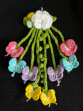 Large crochet butterfly hairclip with hanging 3d butterflies
