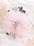 Rhynestone butterfly on lace bow fascinator hairclip