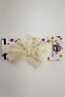 Soft cotton everyday baby headband circle glittery tulle bow