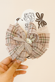 Pattern bow with rhinestone bunny fascinator hairclip