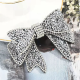 Evening bow with rhinestones and pearls style 2