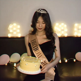 Free size Rhynestone tiara crown with birthday sash